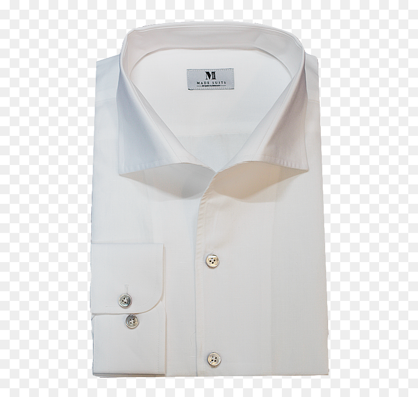 White Linen Blend One Piece Collar Made Suits Shirts - Button, HD Png Download - linen png