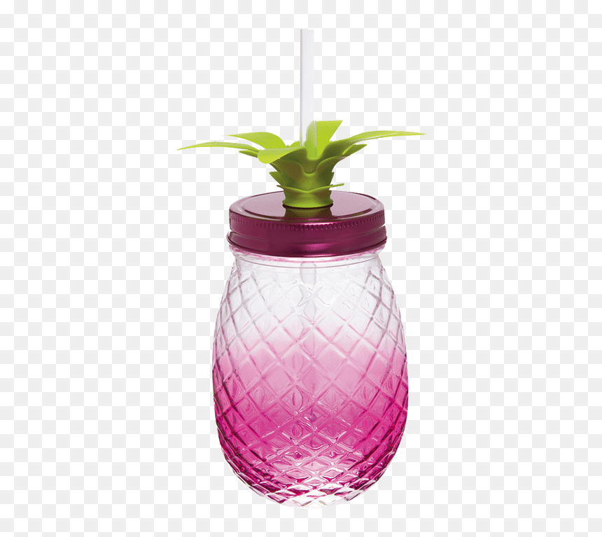 Slant Pink Ombre Pineapple - Glass Bottle, HD Png Download - pink pineapple png