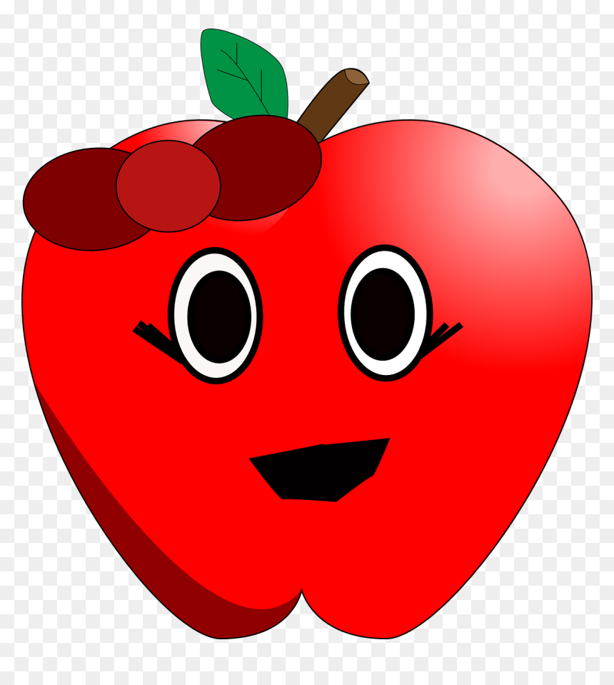 Vector Graphics,free Pictures, Free Photos, Free Images, - Apple With Eyes And Mouth, HD Png Download - red ribbon vector png