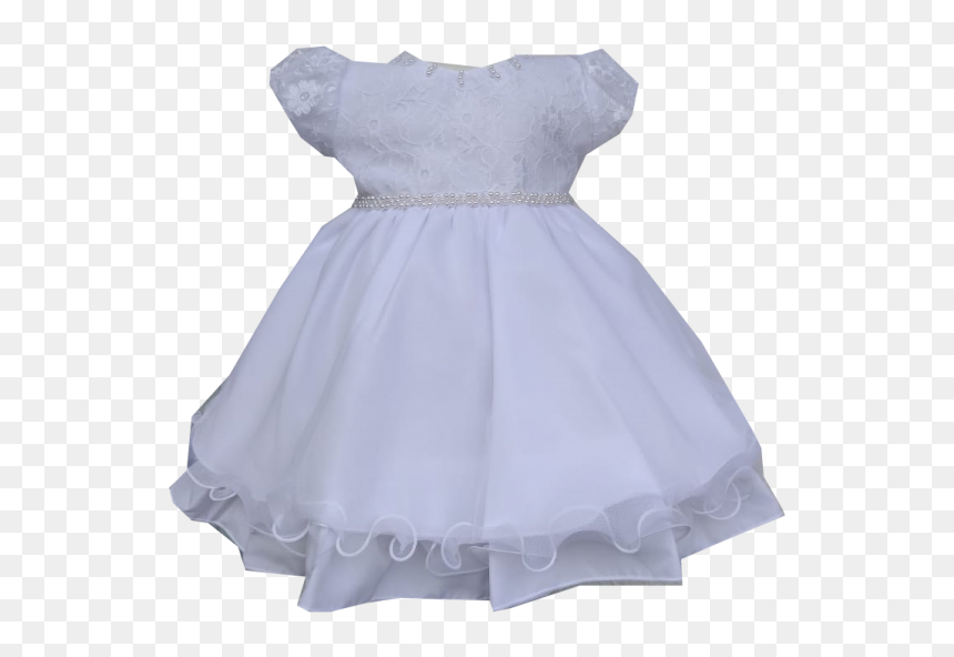 Vestido Branco Bebê Batizado E Noivinha Renda E Pérolas - Cocktail Dress, HD Png Download - renda png