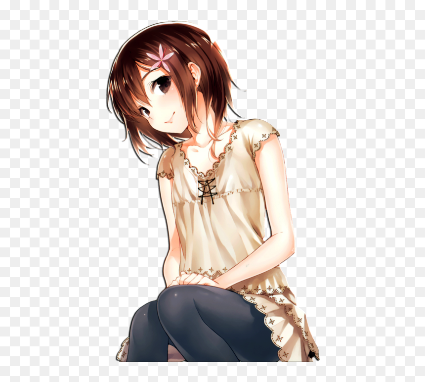 Anime Girl Brown Hair, HD Png Download - anime hair png