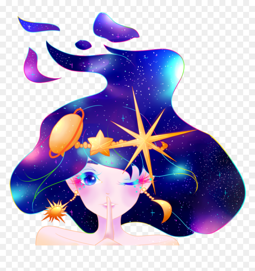 Anime Galaxy Girl Transparent, HD Png Download - anime hair png