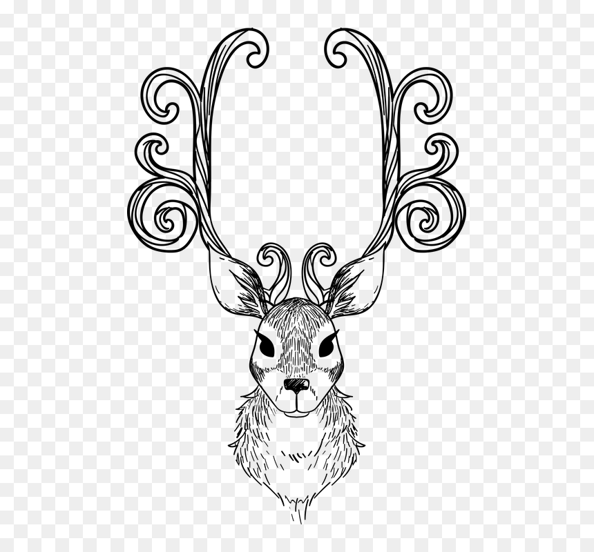 Dibujos De Navidad Renos, HD Png Download - deer head silhouette png