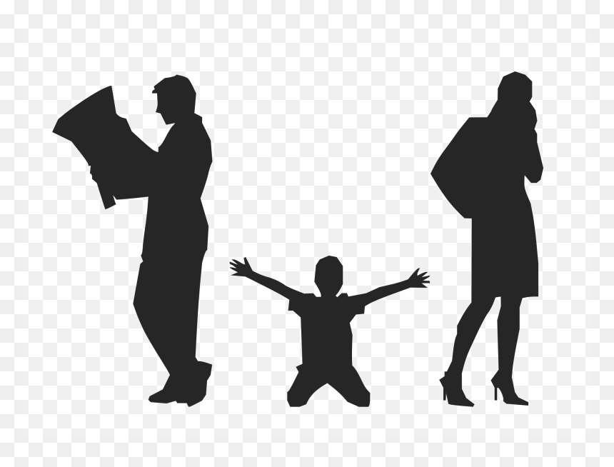 Parents And Child, HD Png Download - family silhouette png