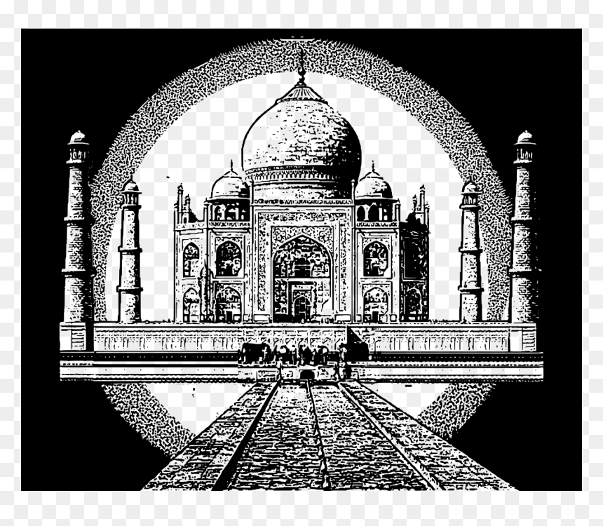 Black And White, HD Png Download - tajmahal png