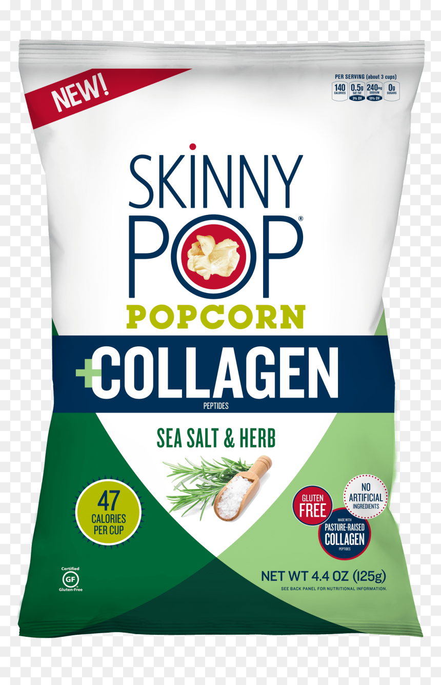 Skinnypop Popcorn Collagen Bag - Skinny Pop Collagen Popcorn, HD Png Download - popcorn bag png