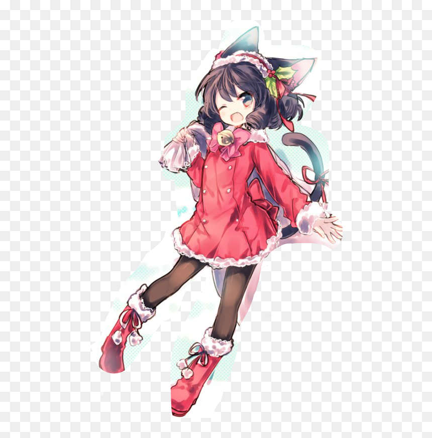 Chica Anime Neko, HD Png Download - fondos de navidad png