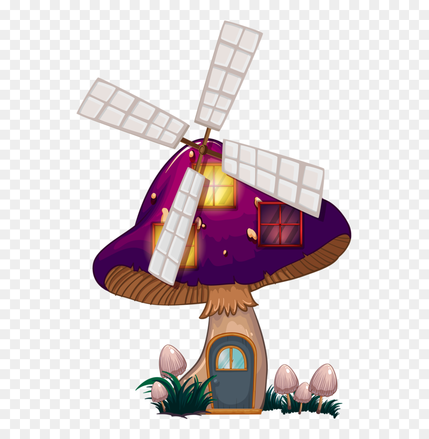 Mushrooms Clipart Fairy Mushroom - Clipart Windmill, HD Png Download - fairy house png