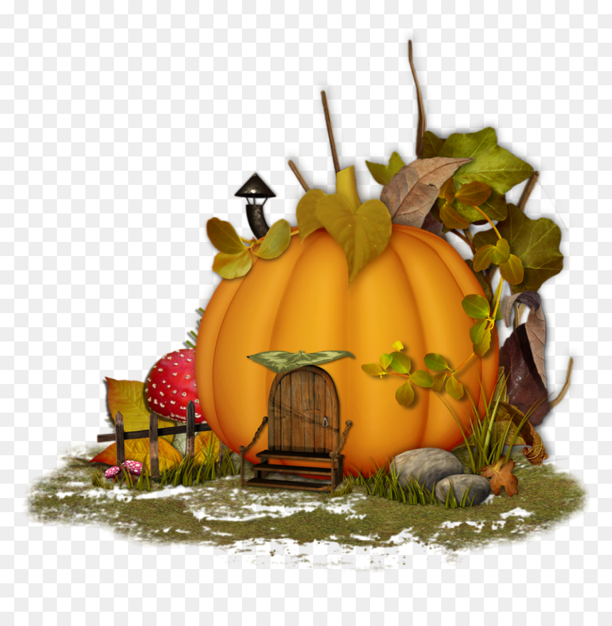 Citrouille Maison, Tube Automne - Pumpkin, HD Png Download - fairy house png