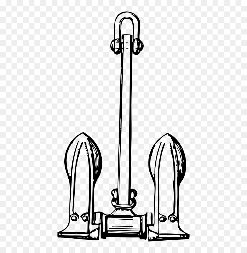 Navy Stockless Anchor Drawing, HD Png Download - ancla vector png
