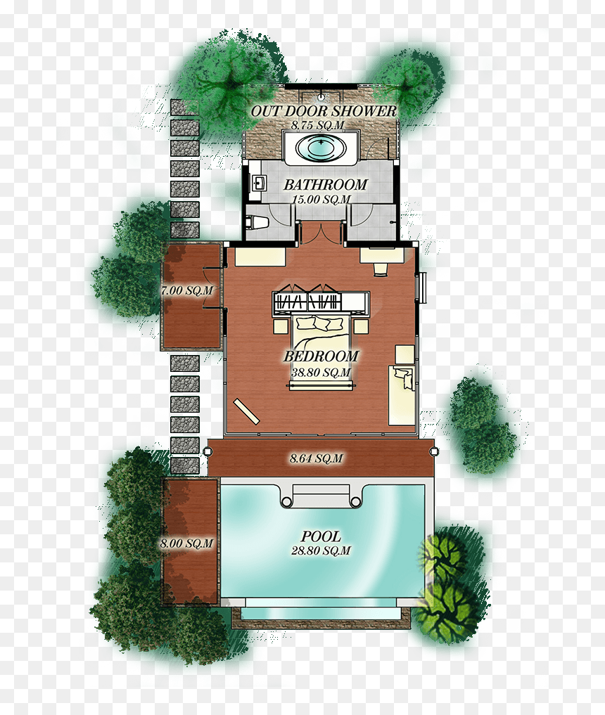 Deluxe Hillside Seaview Plan - Plan Pool Villa, HD Png Download - villa png