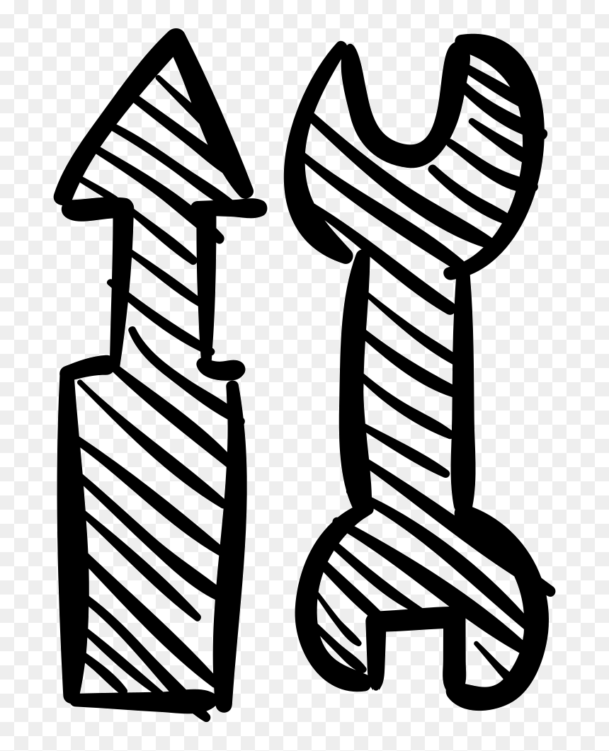 Screwdriver And Double Wrench Hand Drawn Construction - Wrench, HD Png Download - hand drawn camera png