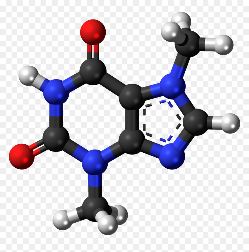 Theobromine 3d Ball - Caffeine Molecular Model Png, Transparent Png - 3d ball png