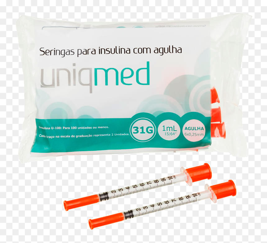 Seringa Para Insulina 1ml Ag 6mm 31g Pacote C/ 10und - Seringa De Insulina Uniqmed, HD Png Download - seringa png