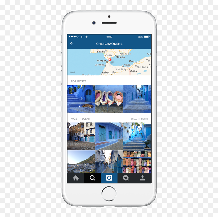 Cellphone With The Pictures Of Buildings - Instagram Location Search, HD Png Download - instagram mockup png