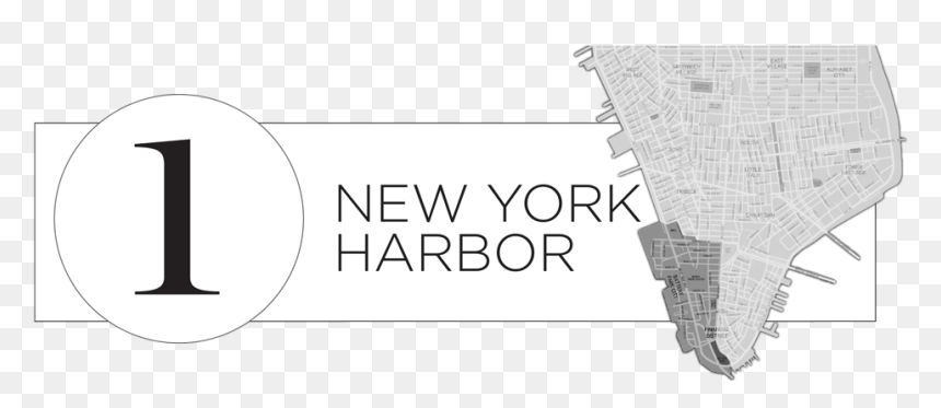 1 Header New York Harbor With Map - Architecture, HD Png Download - manhattan skyline png