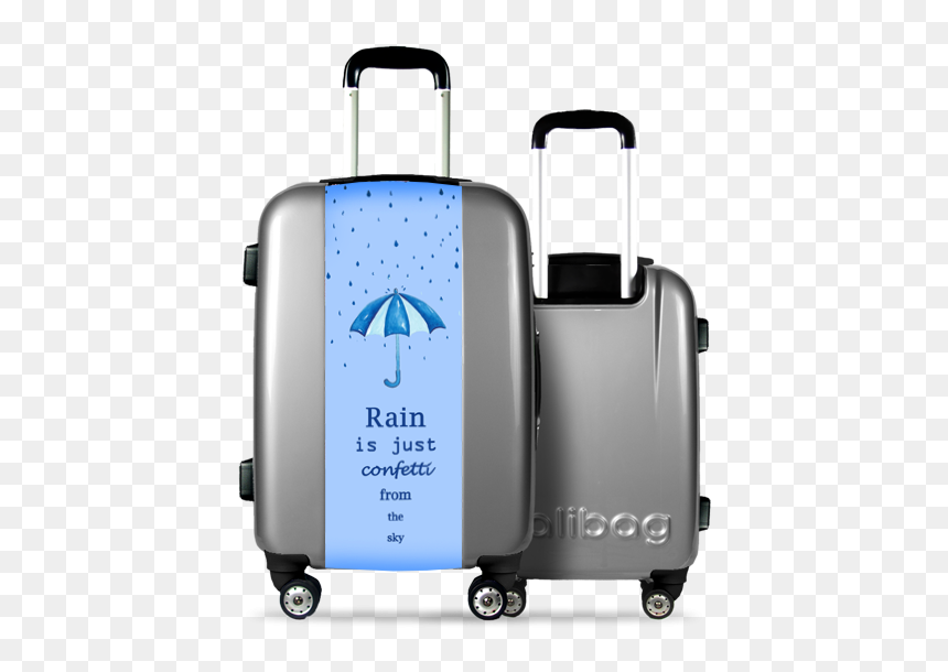 Grey Suitcase Rain And Confetti - Les Valises De Mariage 2018, HD Png Download - silver confetti png transparent