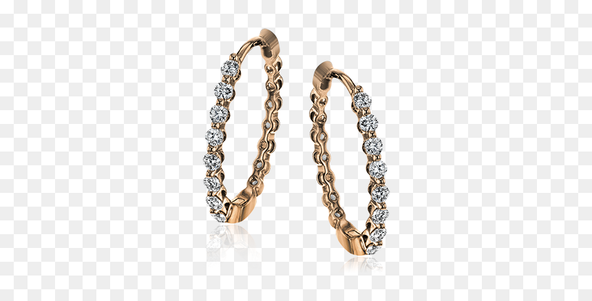 18k Rose Gold Hoop Earrings The Diamond Shop, Inc - Earring, HD Png Download - gold hoop png