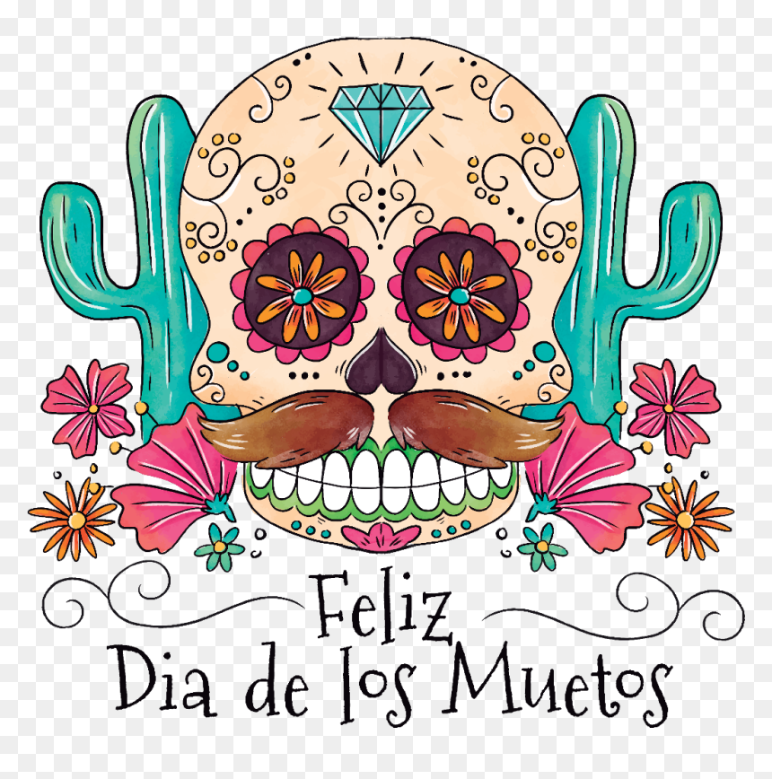 #freetoedit #dayofthedead #mexico #mexicanart #totenkopf - Day Of The Dead, HD Png Download - mexican flowers clipart png
