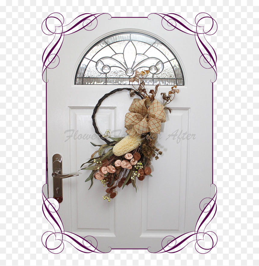 Unusual, Unique Christmas Table And Door Seasonal Holiday - Wedding Basket For Flower Girl, HD Png Download - rustic wreath png