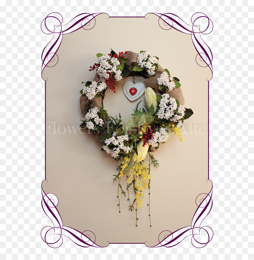 White And Coral Bridesmaid Bouquets, HD Png Download - rustic wreath png
