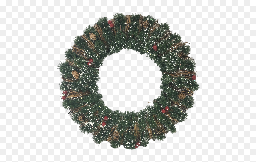 40cmd Frosted Natural Wreath, HD Png Download - rustic wreath png