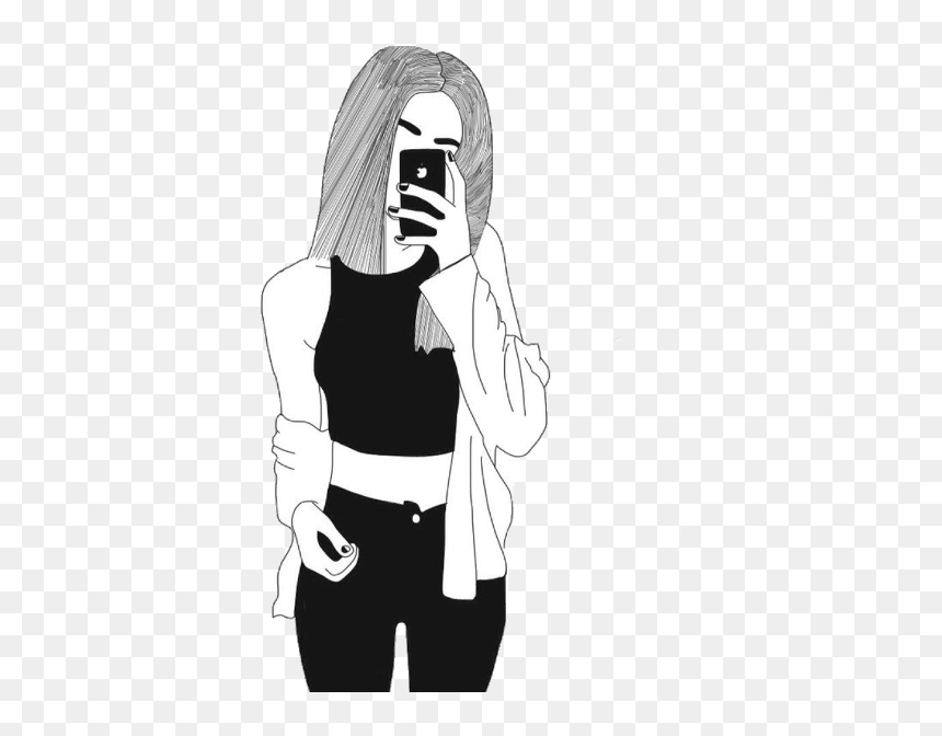 Idk Freetoedit - Art Black And White Girl, HD Png Download - darth vader outline png