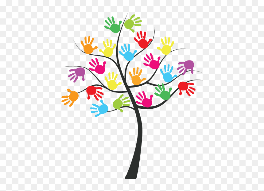Daycare Clipart Departure - Tree With Hand Prints, HD Png Download - childcare png