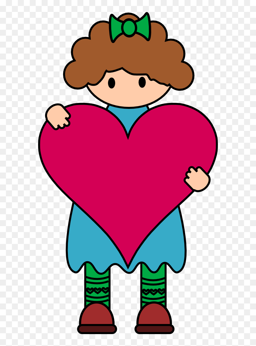 Girl Color Png Pixels - Clipart Of Girl With Heart, Transparent Png - valentine clipart png