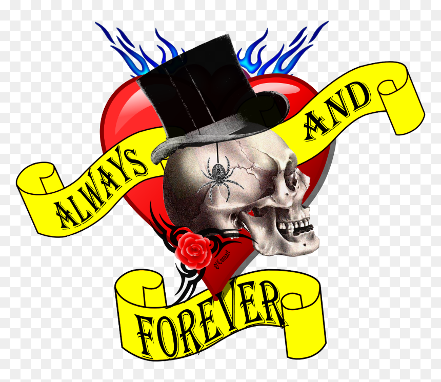 Skull And Heart Tattoo - Skull, HD Png Download - skull heart png