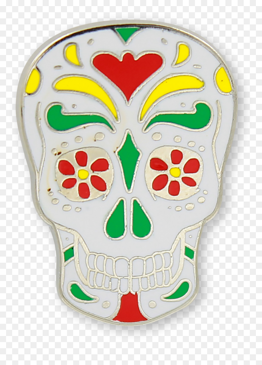 Sugar Skull Enamel Pin - Skull, HD Png Download - skull heart png