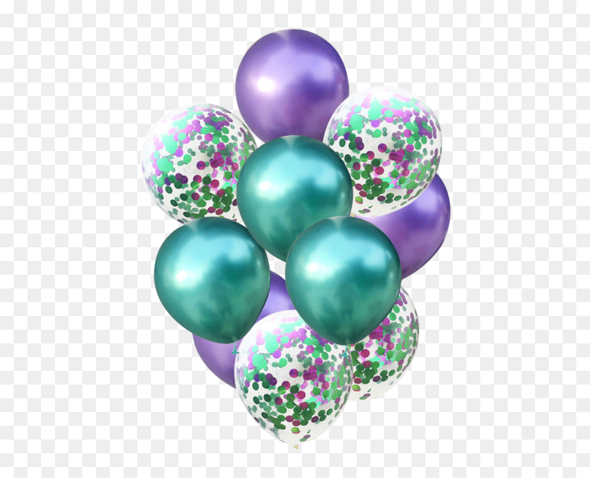 Metallic Confetti Latex Balloons Confetti Balloons - Balloon, HD Png Download - green confetti png