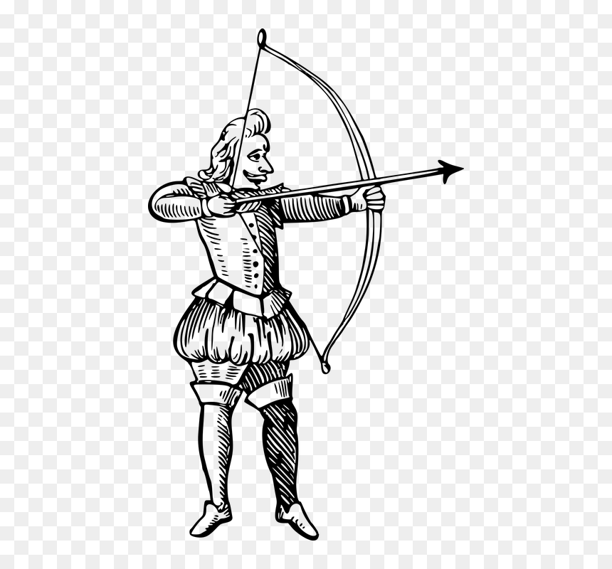 Archer Black And White, HD Png Download - bow arrows png