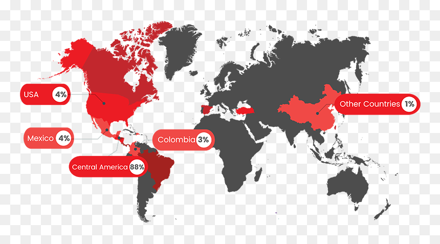 Presencia De Apparel En El Mundo - Map Of The World Grayscale, HD Png Download - mapa colombia png