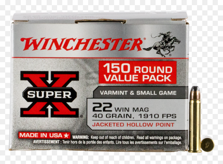 Winchester 22 Wmr Ammunition Super-x X22mh 40 Grain - Winchester Super X 20 Gauge 4 Shot, HD Png Download - hollow point png