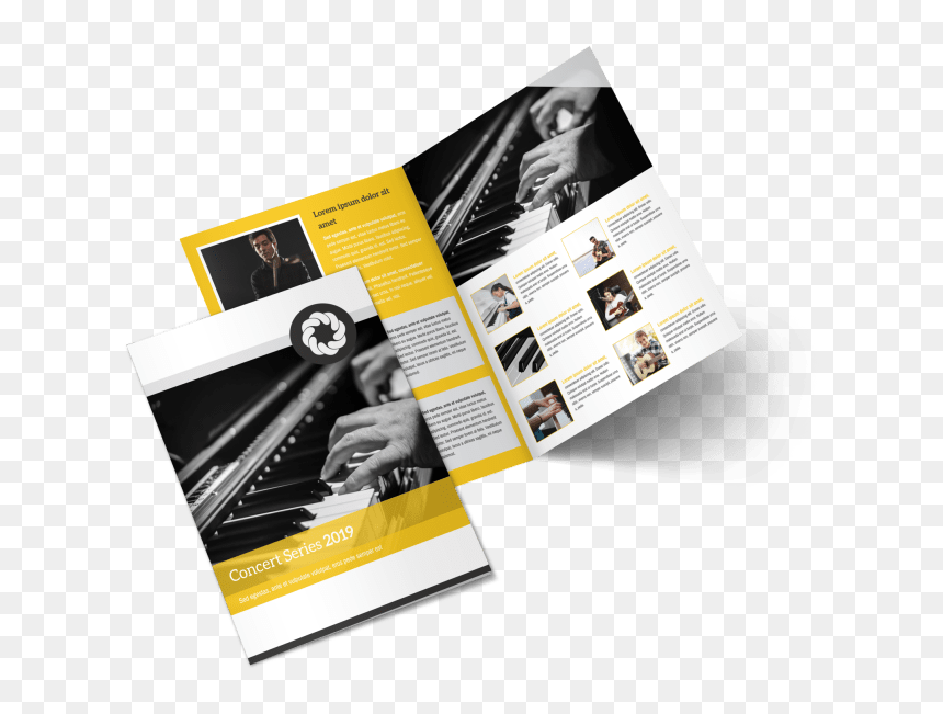 Yellow Concert Bi-fold Brochure Template Preview - Flyer, HD Png Download - fold png