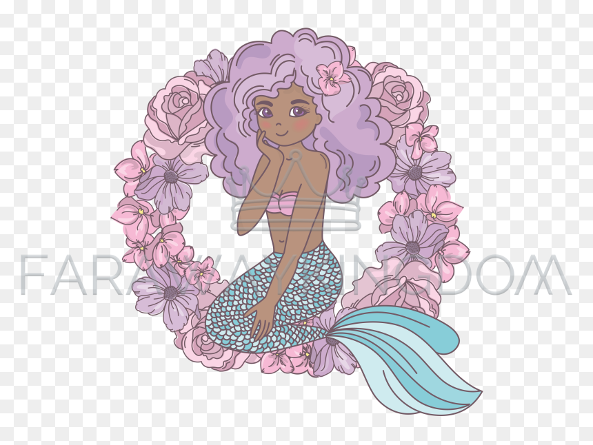 Mermaid Flowers Drawing, HD Png Download - mermaids png