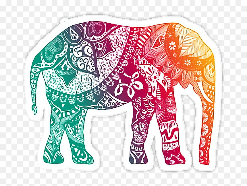 #elephant #colorful #tumblr #freetoedit - Mandala Elephant Sticker Pink, HD Png Download - elephant png tumblr