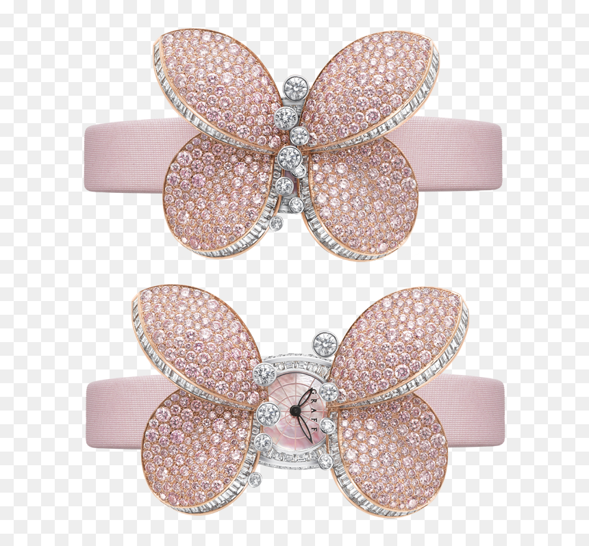 Graff Princess Butterfly White Gold & Pink Diamonds - Graff, HD Png Download - gold butterflies png