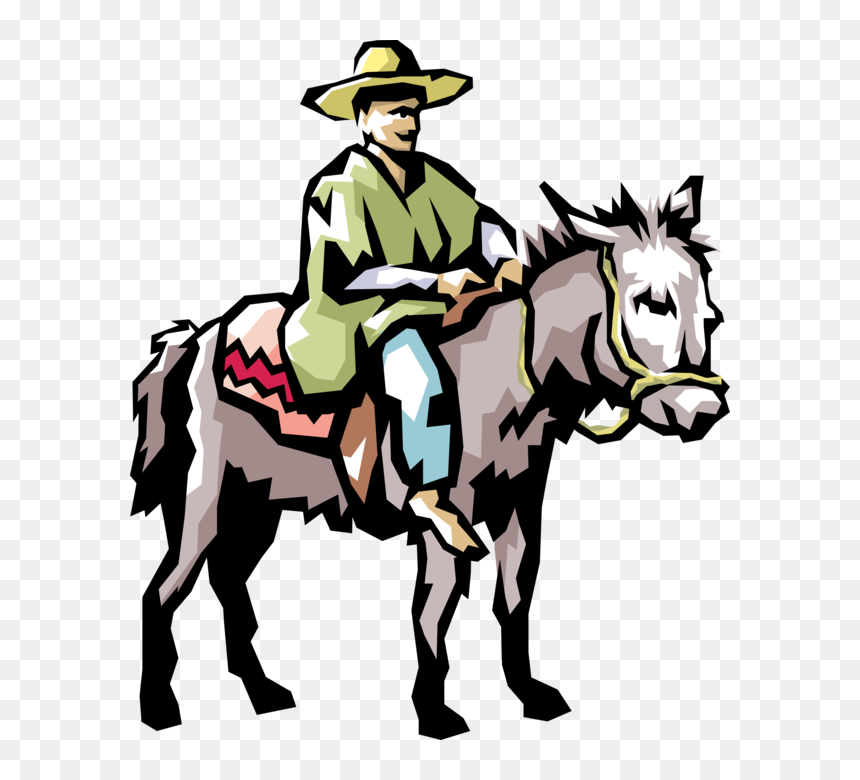 Vector Illustration Of Coffee Picker Jaun Valdez On - Man On A Mule Clipart, HD Png Download - jackass png