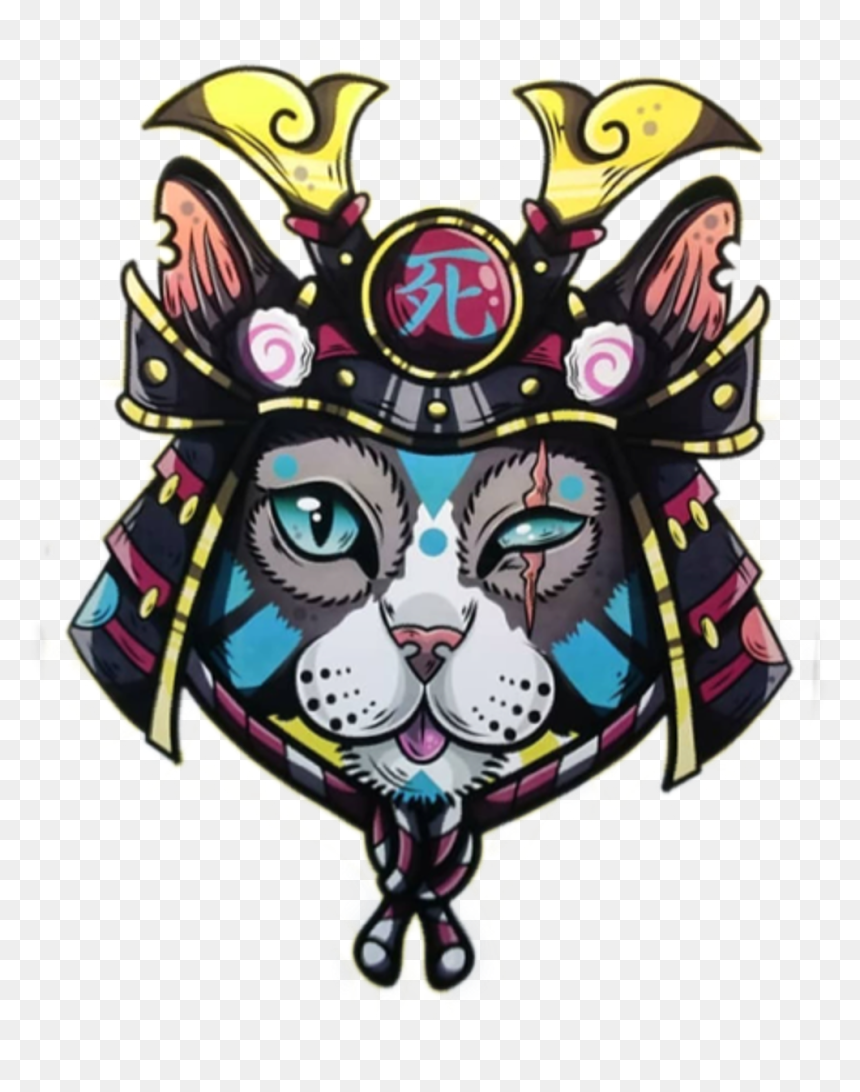 Stickergang Samurai Cat Chicks Dig Scars Ronin Slave - Samurai Cat Png, Transparent Png - ronin png
