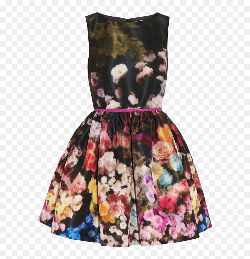 Red Valentino Floral Print Taffeta Dress - Red Valentino Floral Dress, HD Png Download - flower print png
