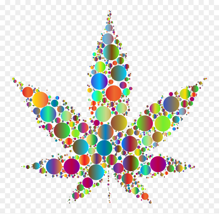 Marijuana Leaf Circles Prismatic - Circle, HD Png Download - pot leaf.png
