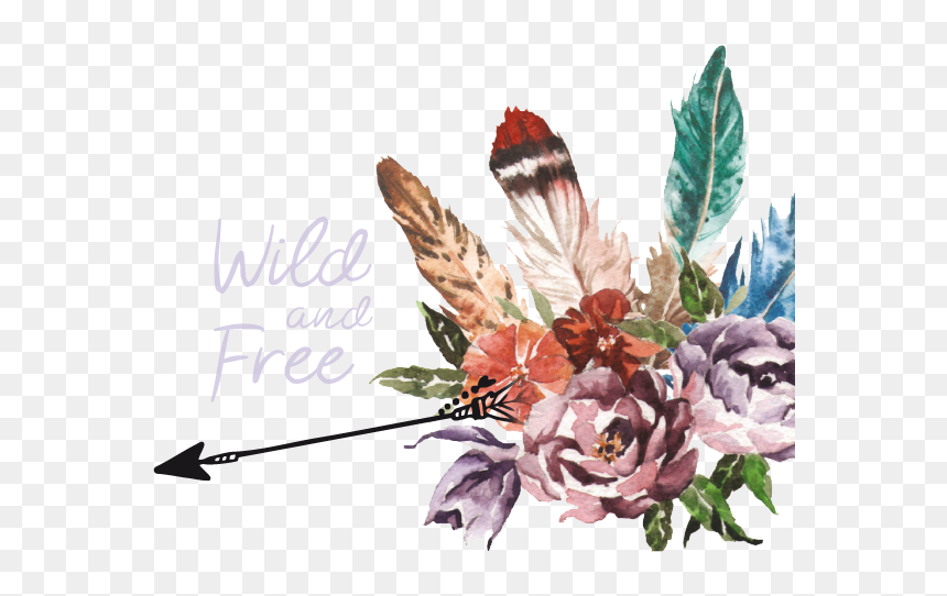 Watercolor Boho Chic, HD Png Download - boho feather png