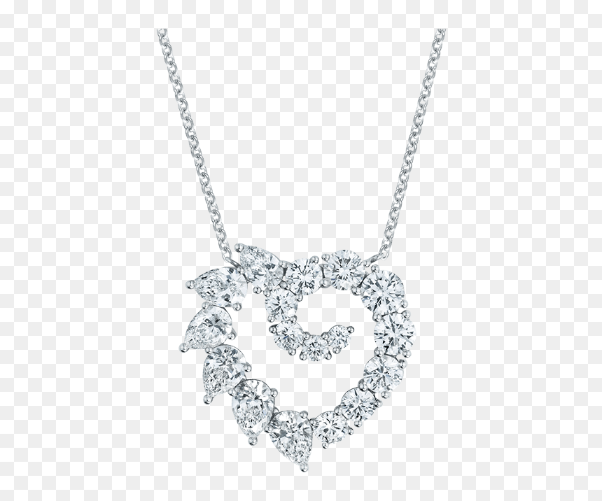 Open Cluster By Harry Winston, Large Heart Diamond - Pendant, HD Png Download - heart necklace png