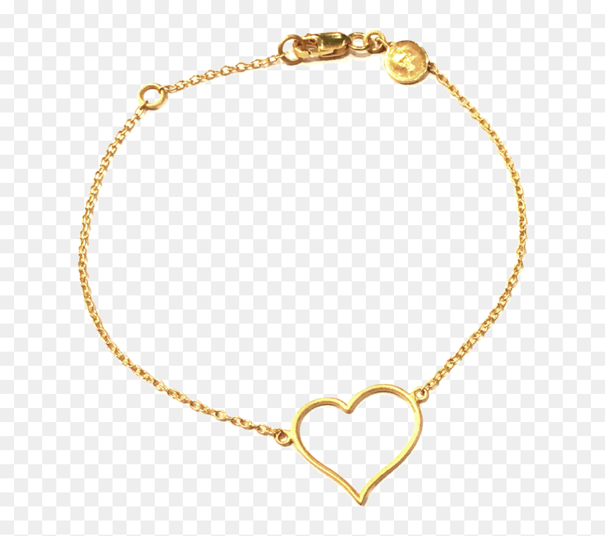 Gold Heart Shaped Love Bracelet - Necklace, HD Png Download - heart necklace png