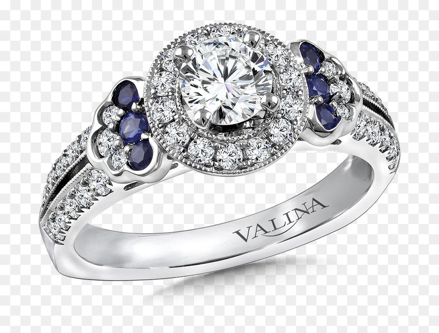 Valina Diamond And Blue Sapphire Engagement Ring Mounting - Pre-engagement Ring, HD Png Download - blue ring png