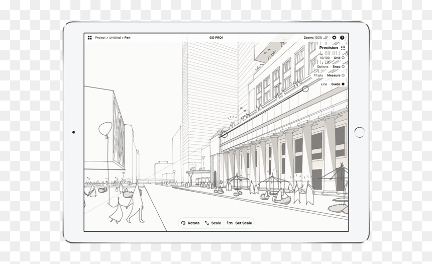 Woojae Sung Sketch For Concepts On Ipad Scale Tool - Architecture, HD Png Download - architecture scale png