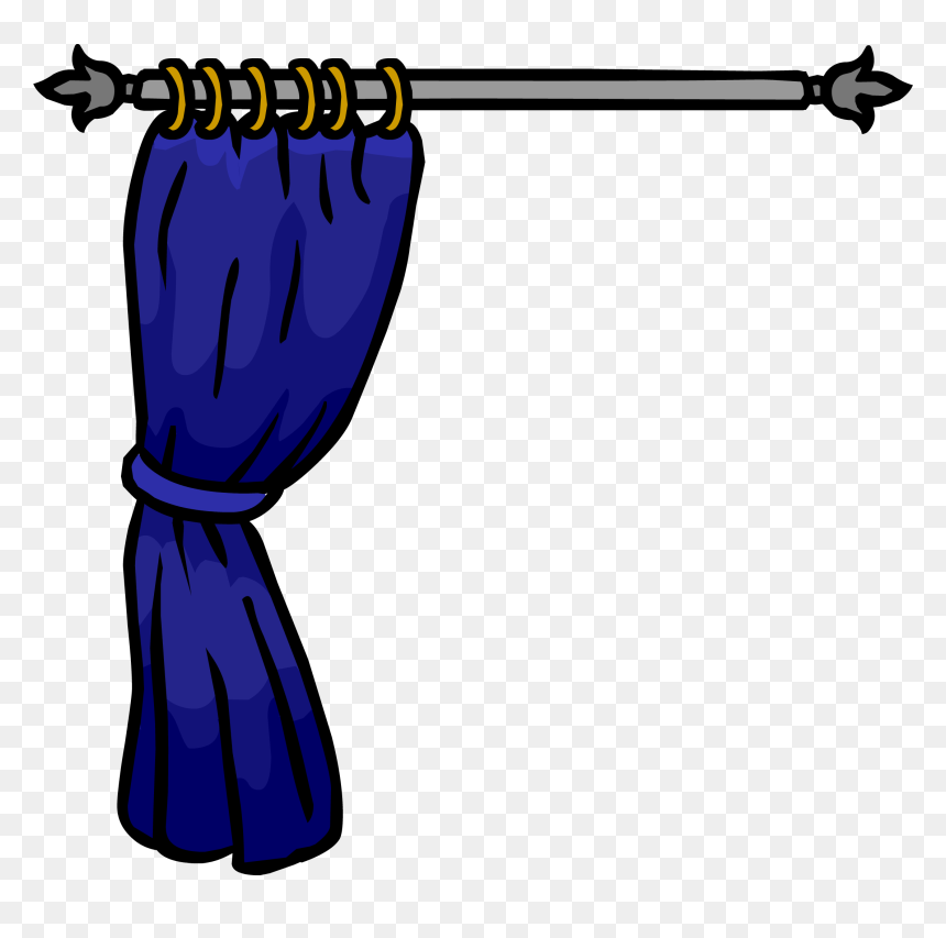 Club Penguin Rewritten Wiki - Curtain Clip Art, HD Png Download - blue curtain png