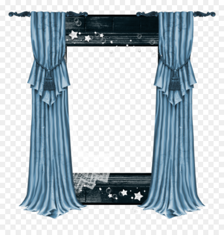 #ftestickers #stars #window #openwindow #curtains #blue - Window Curtains Transparent Cartoon, HD Png Download - blue curtain png